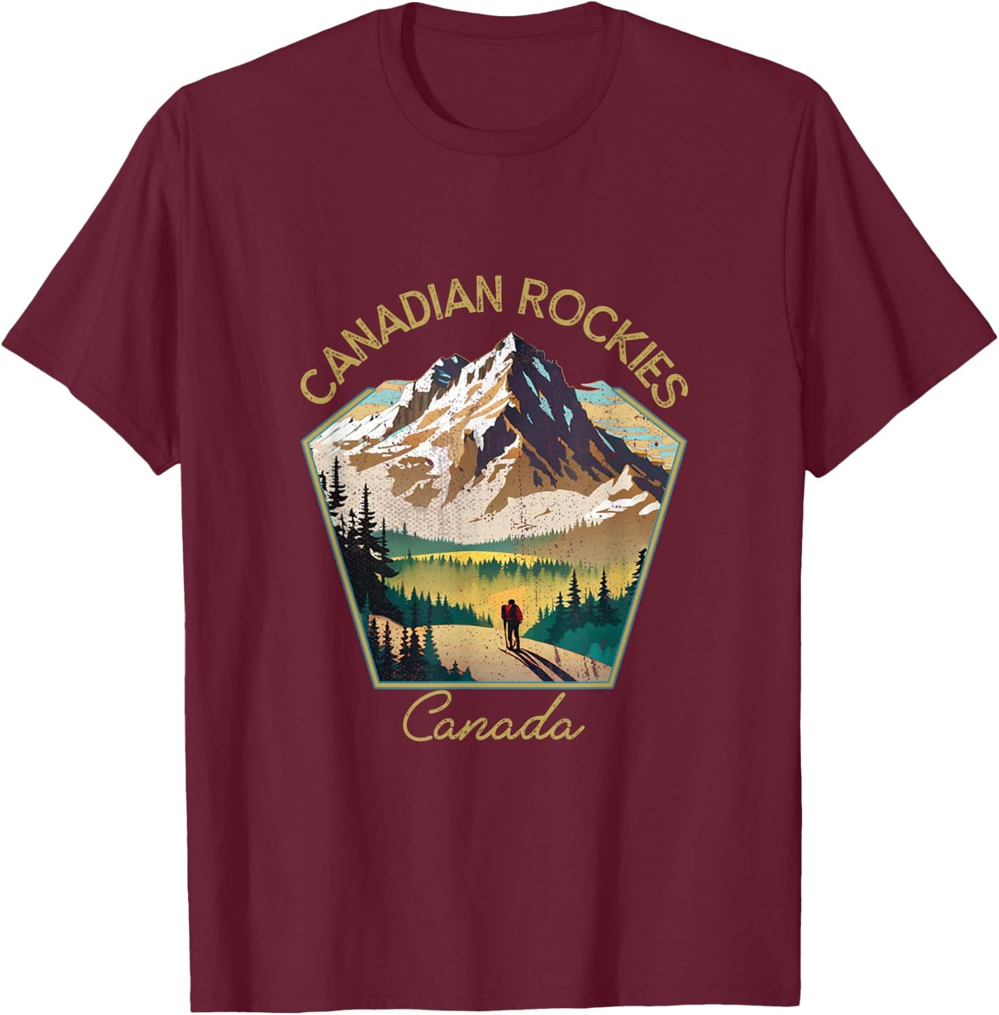 Canadian Rockies Retro Clothing - Canadian Rockies Souvenir T-Shirt - T-Shirt | Maroon