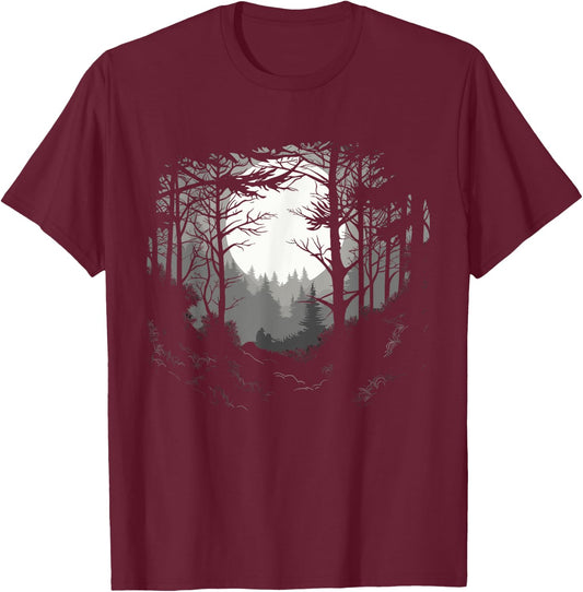 Forest And Nature Pine Tree Men T-Shirt - T-Shirt | Maroon