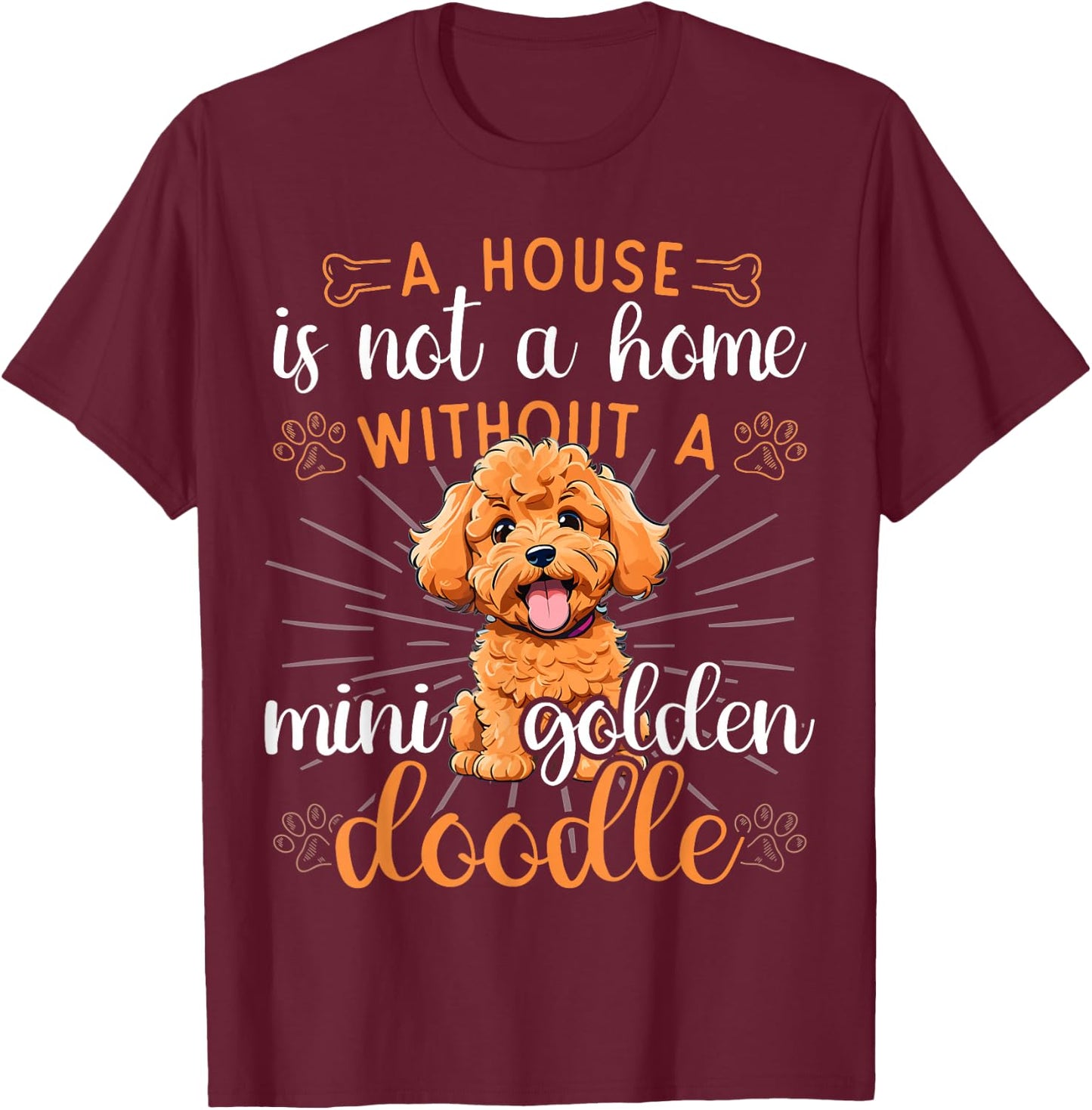 Mini Goldendoodle Dad Collar Sayings Mini Golden Doodle T-Shirt - T-Shirt | Maroon