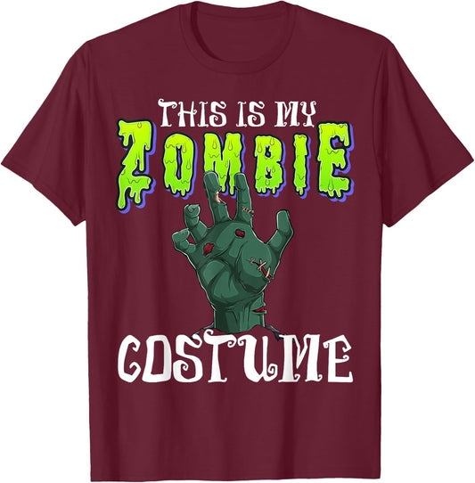 This Is My Zombie Costume - Halloween Costume Zombie Hand T-Shirt - T-Shirt | Maroon