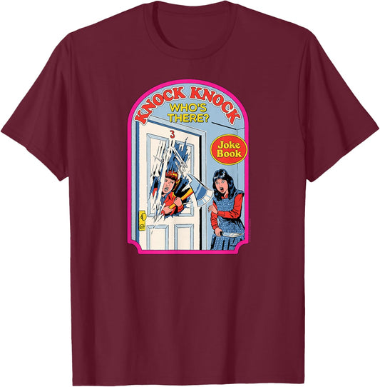 Steven Rhodes Shining Knock Knock Joke Book Retro Dark Humor T-Shirt - T-Shirt | Maroon