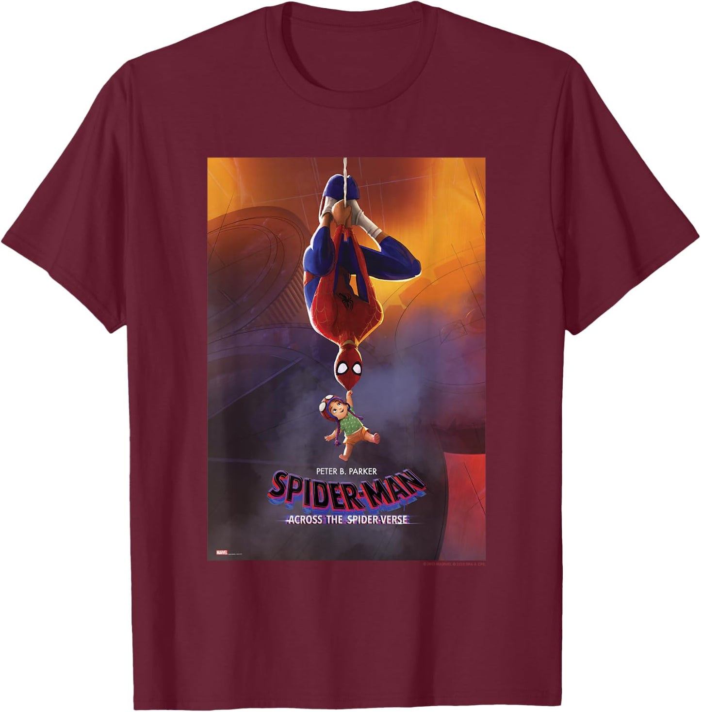 Marvel Spider-Man Across The Spider-Verse Part 1 Peter & May T-Shirt - T-Shirt | Maroon