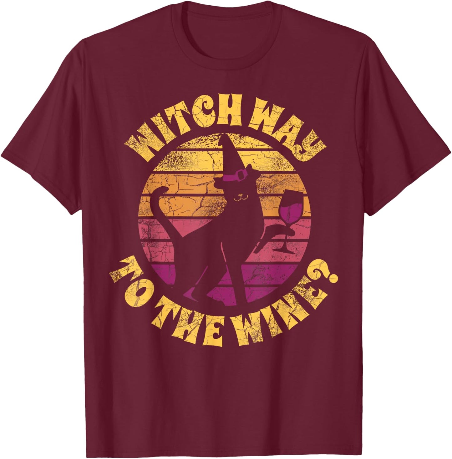 Funny Witch Way To The Wine T-Shirt - T-Shirt | Maroon