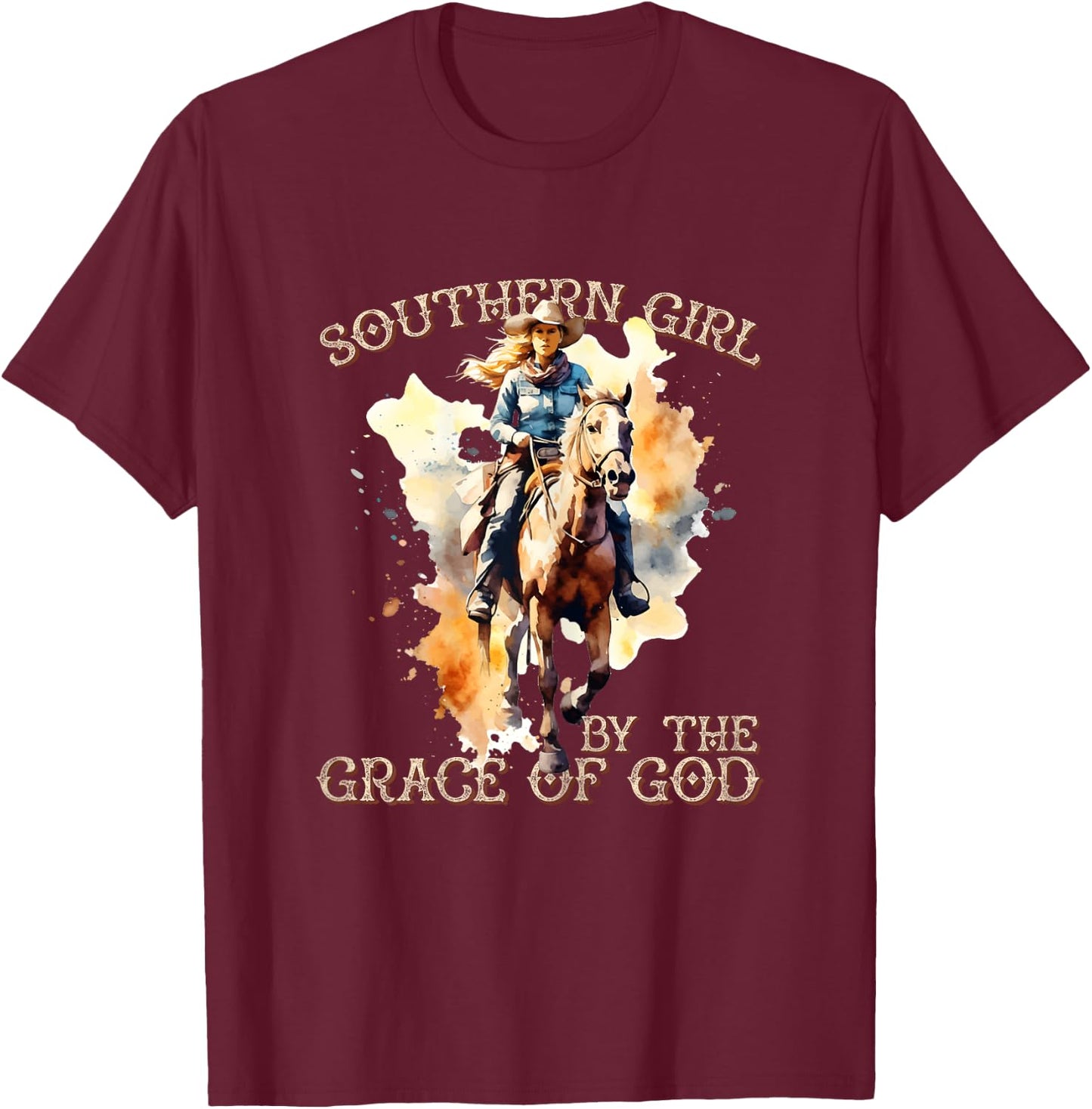 Southern Girl by the Grace God Christian Rural Lifestyle T-Shirt - T-Shirt | Maroon