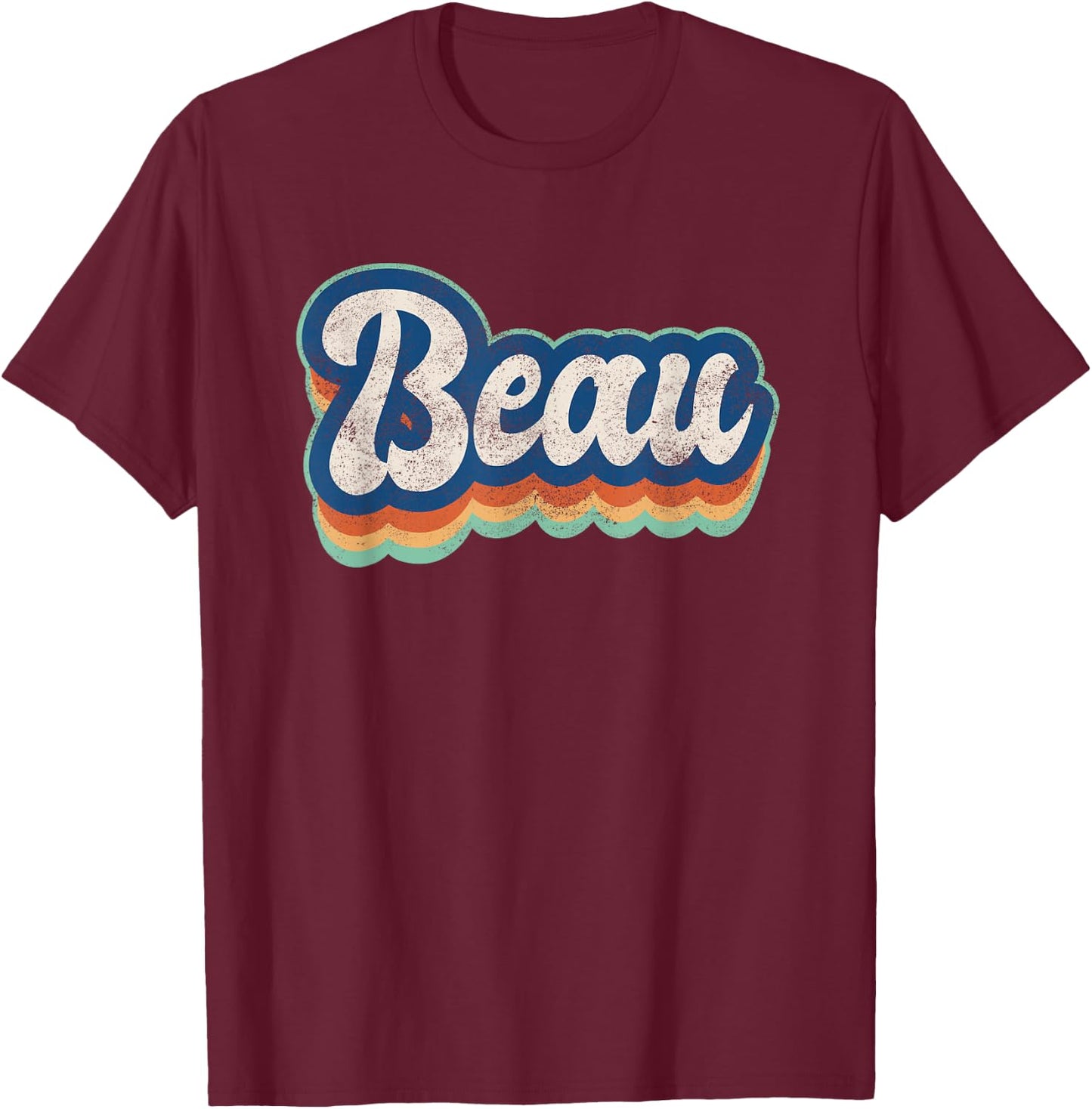 Beau First Name Boy Vintage Style 70s 80s Personalized T-Shirt - T-Shirt | Maroon