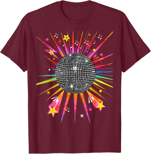 Little Hell's Kitchen Studio Disco Ball 1970's Tie Dye Vintage Retro Dance Party Costume , Black T-Shirt - T-Shirt | Maroon