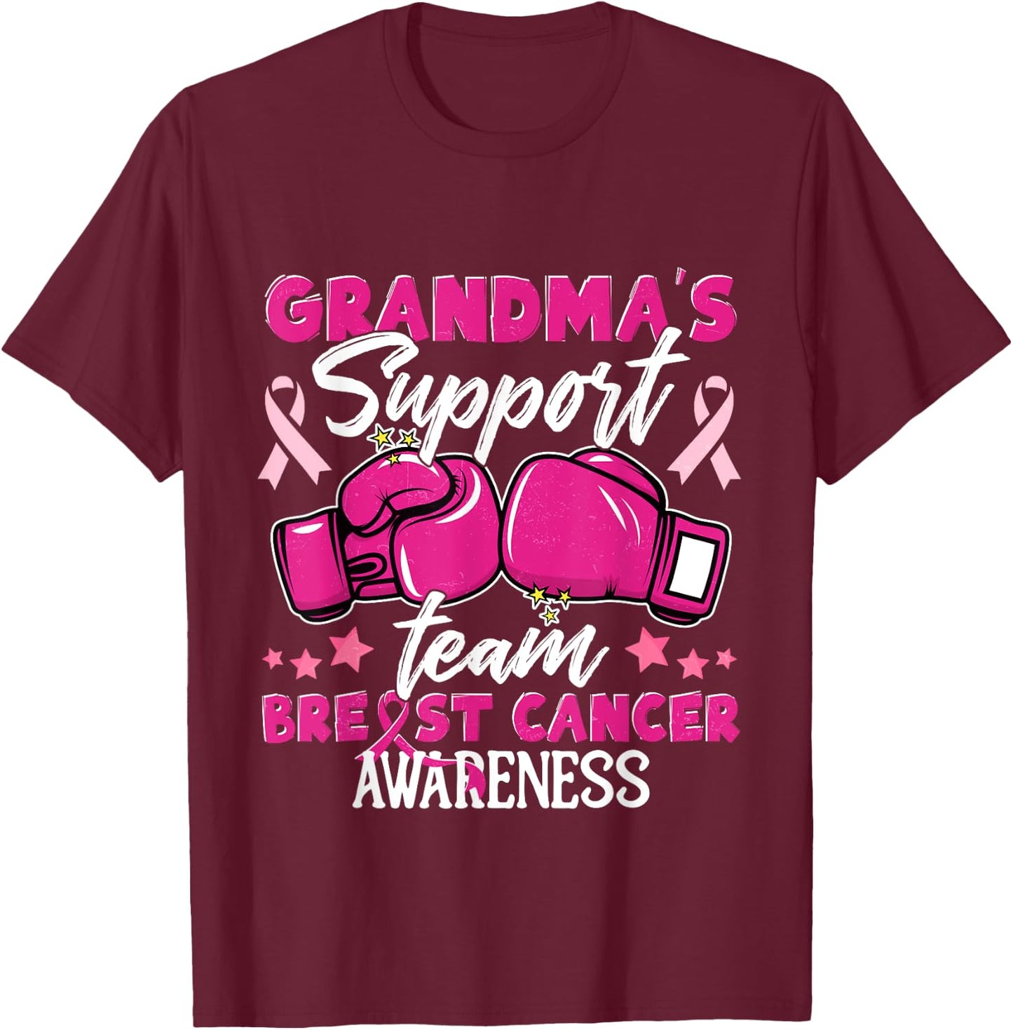 Grandma's Support Team Breast Cancer Awareness Support Squad T-Shirt - T-Shirt | Maroon