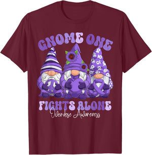 Overdose Awareness Month Purple Ribbon Gnomies T-Shirt - T-Shirt | Maroon