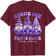Overdose Awareness Month Purple Ribbon Gnomies T-Shirt - T-Shirt | Maroon