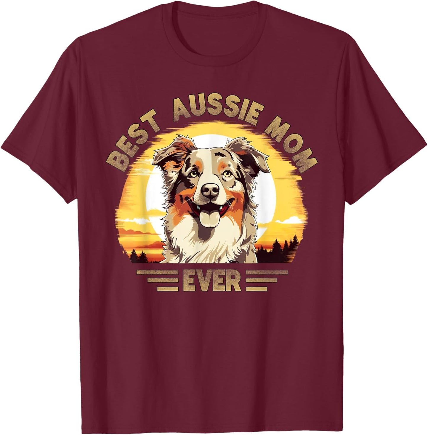 Aussie Mom Australian Shepherd T-Shirt - T-Shirt | Maroon