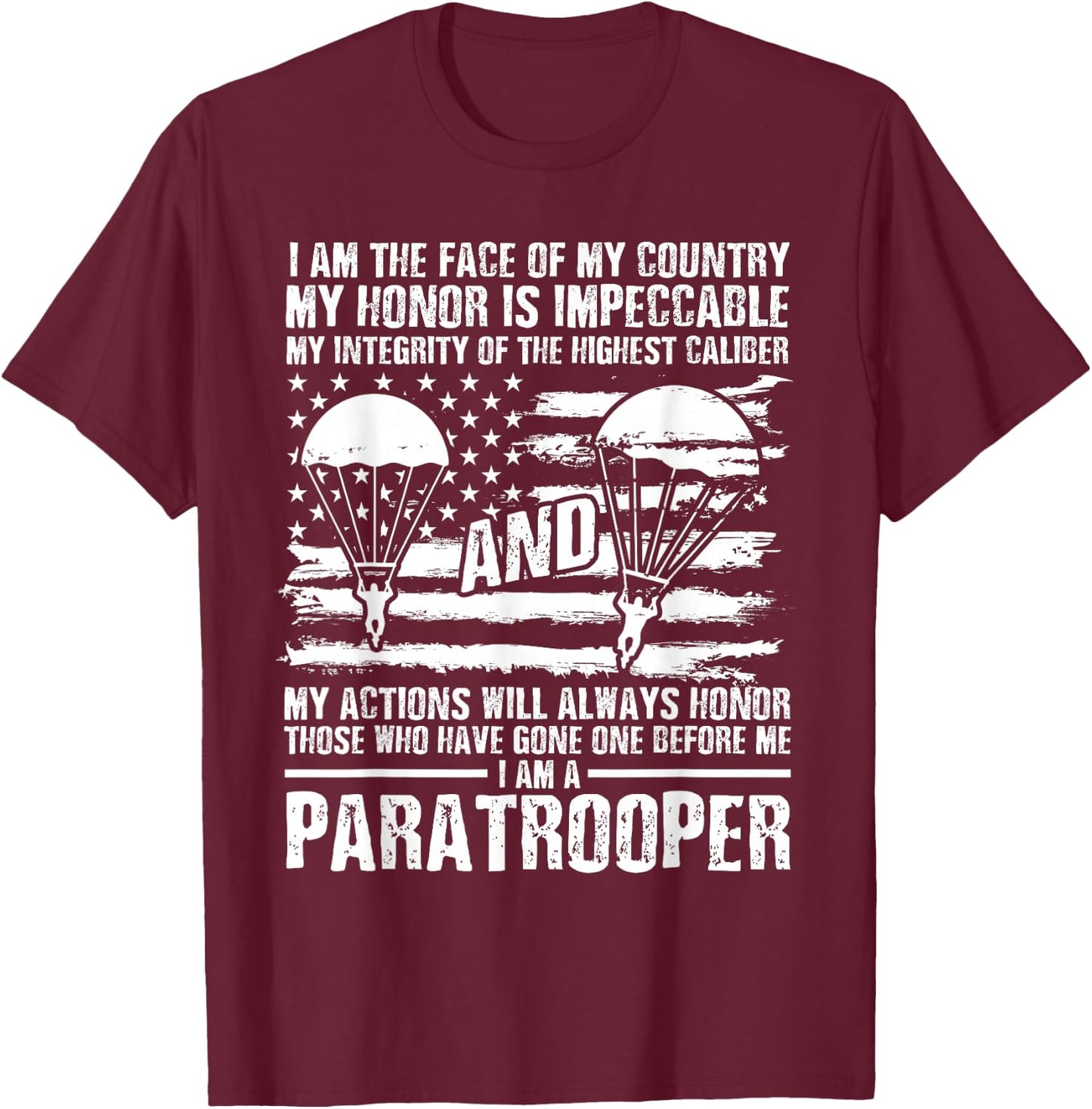 Paratrooper 82nd Airborne Division Veterans Day Soldier T-Shirt - T-Shirt | Maroon