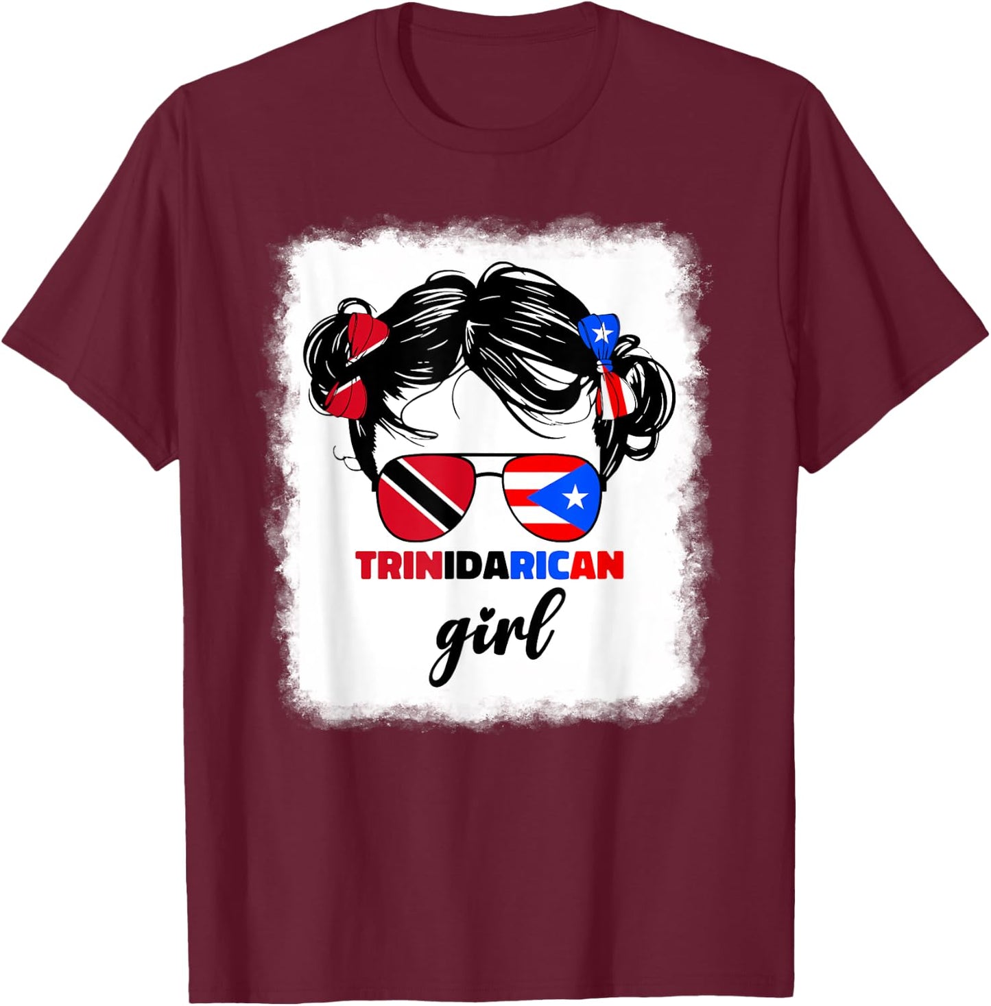 Trinidad And Puerto Rican Rico Flag Trinidadian Kids Girls T-Shirt - T-Shirt | Maroon