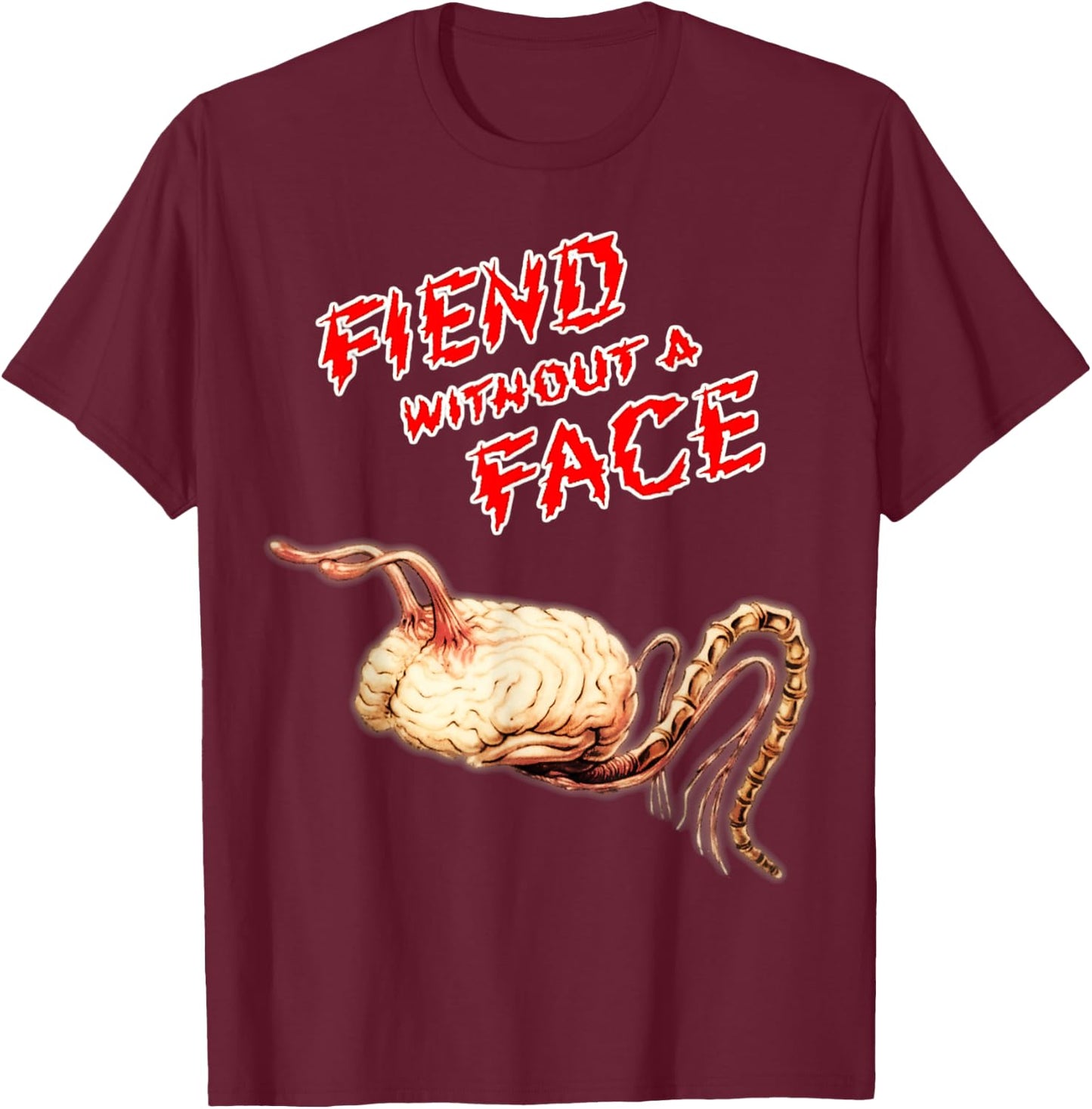 Vintage Horror Monster Fiend Without a Face T-Shirt - T-Shirt | Maroon