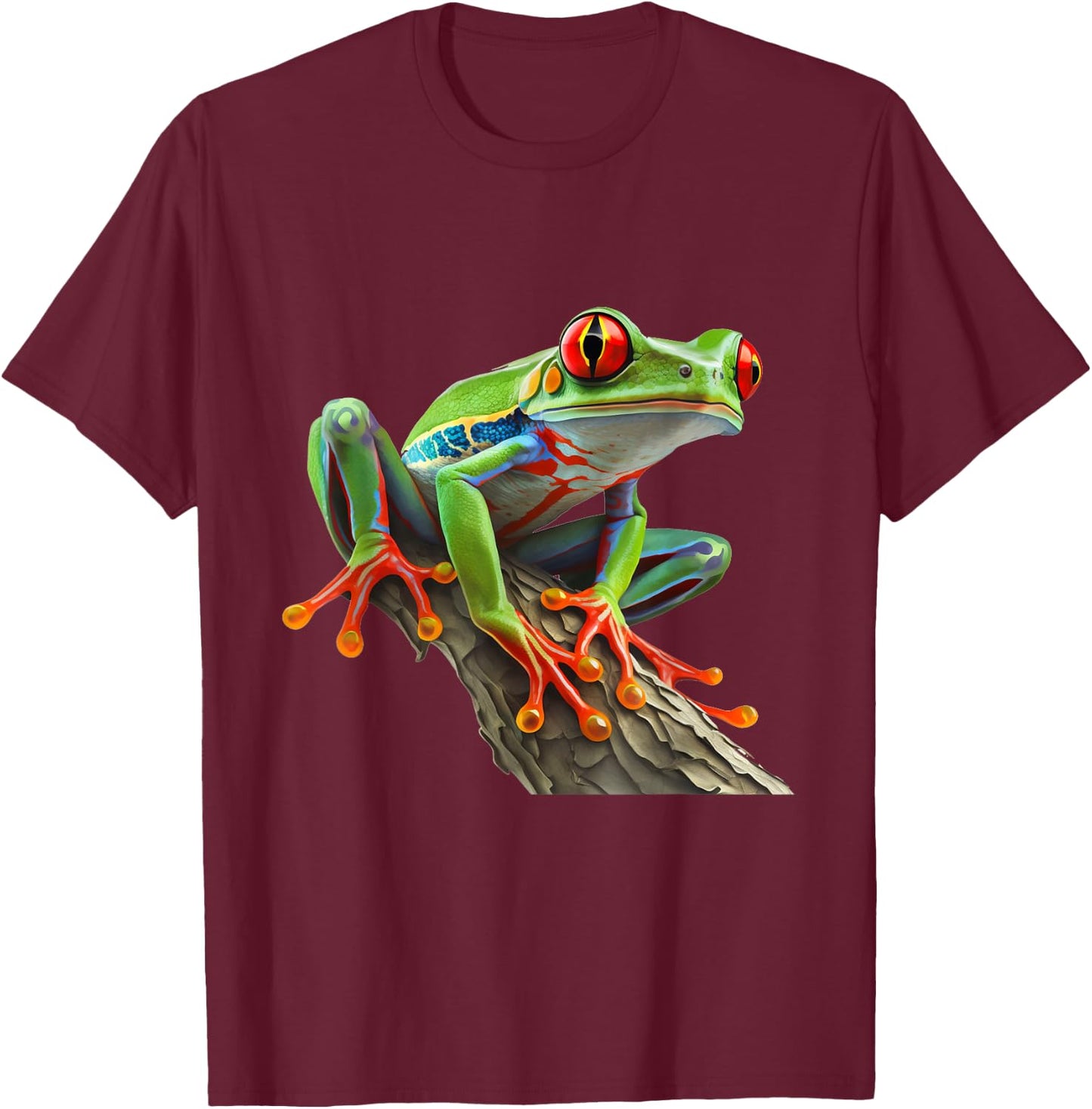 Red Eyed Tree Frog Leaping Frog Leaves Rainforest Amphibian T-Shirt - T-Shirt | Maroon