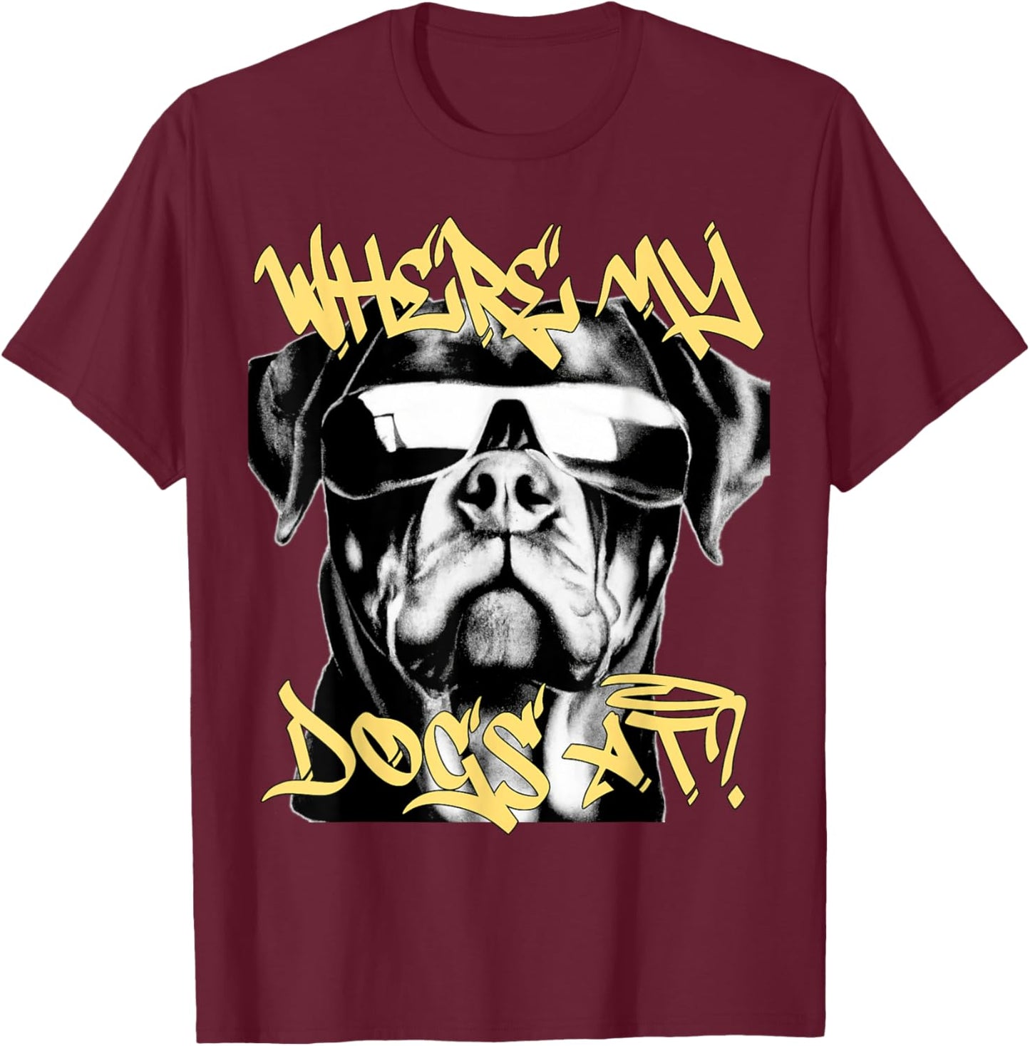 West coast rappers HIP HOP old school fashion Rottweiler T-Shirt - T-Shirt | Maroon