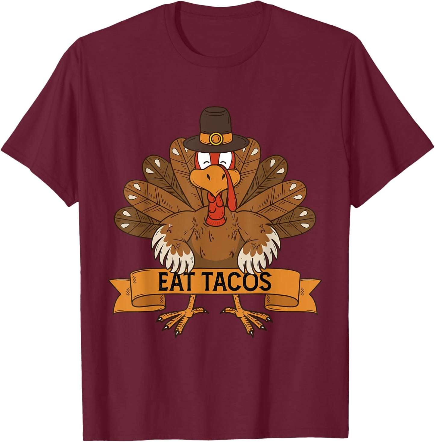 Turkey Eat Taco Adult Vegan Kids Funny Thanksgiving T-Shirt - T-Shirt | Maroon