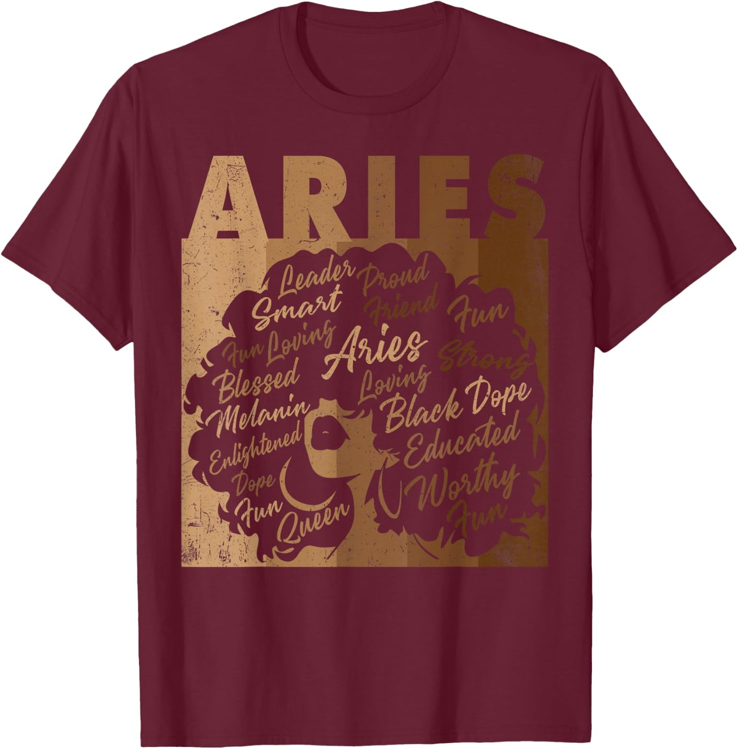 Aries Girl African American Women Melanin Birthday T-Shirt - T-Shirt | Maroon