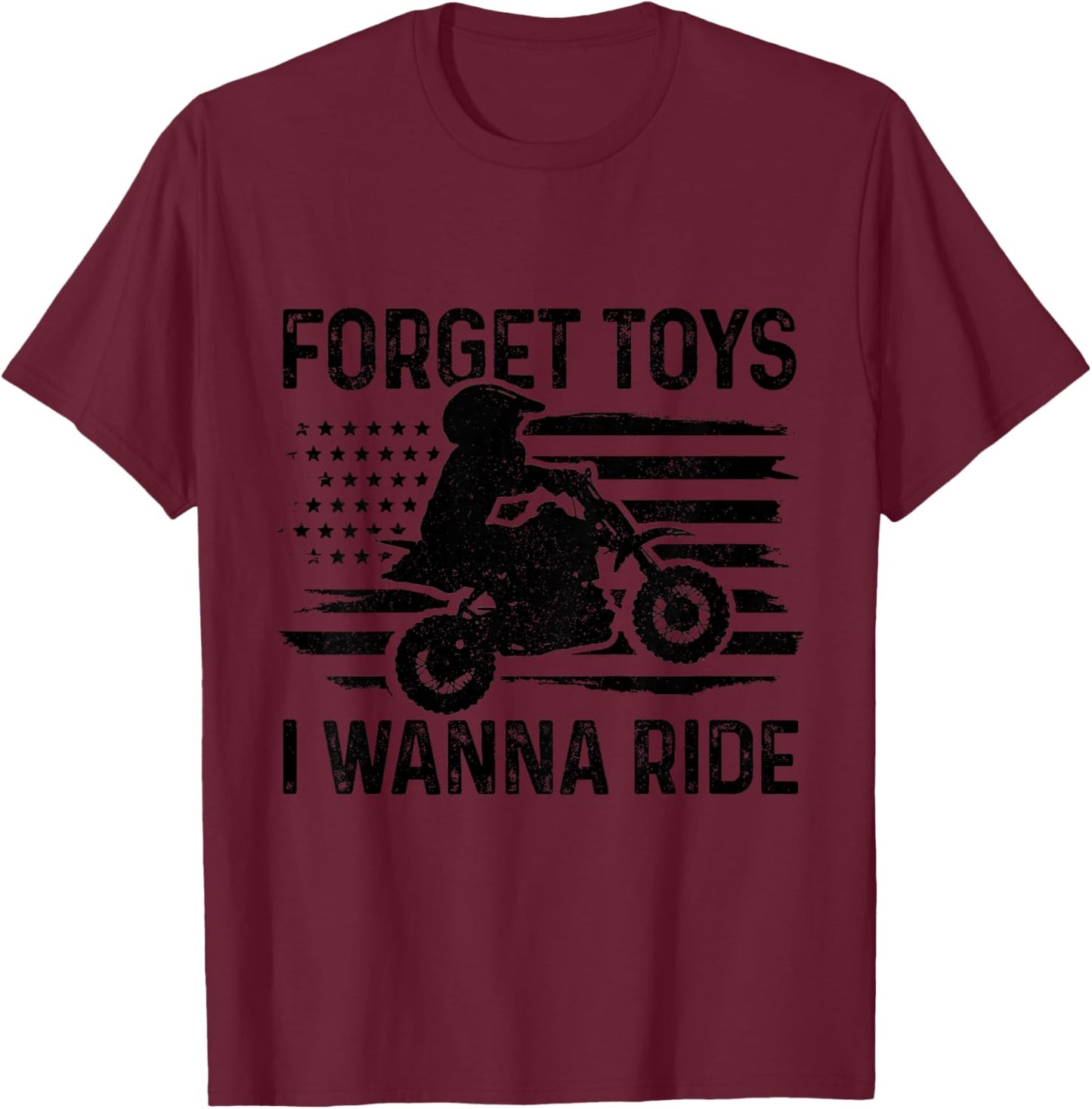 Kids Forget Toys I Wanna Ride Motocross Dirt Bike Boys MX Racing T-Shirt - T-Shirt | Maroon
