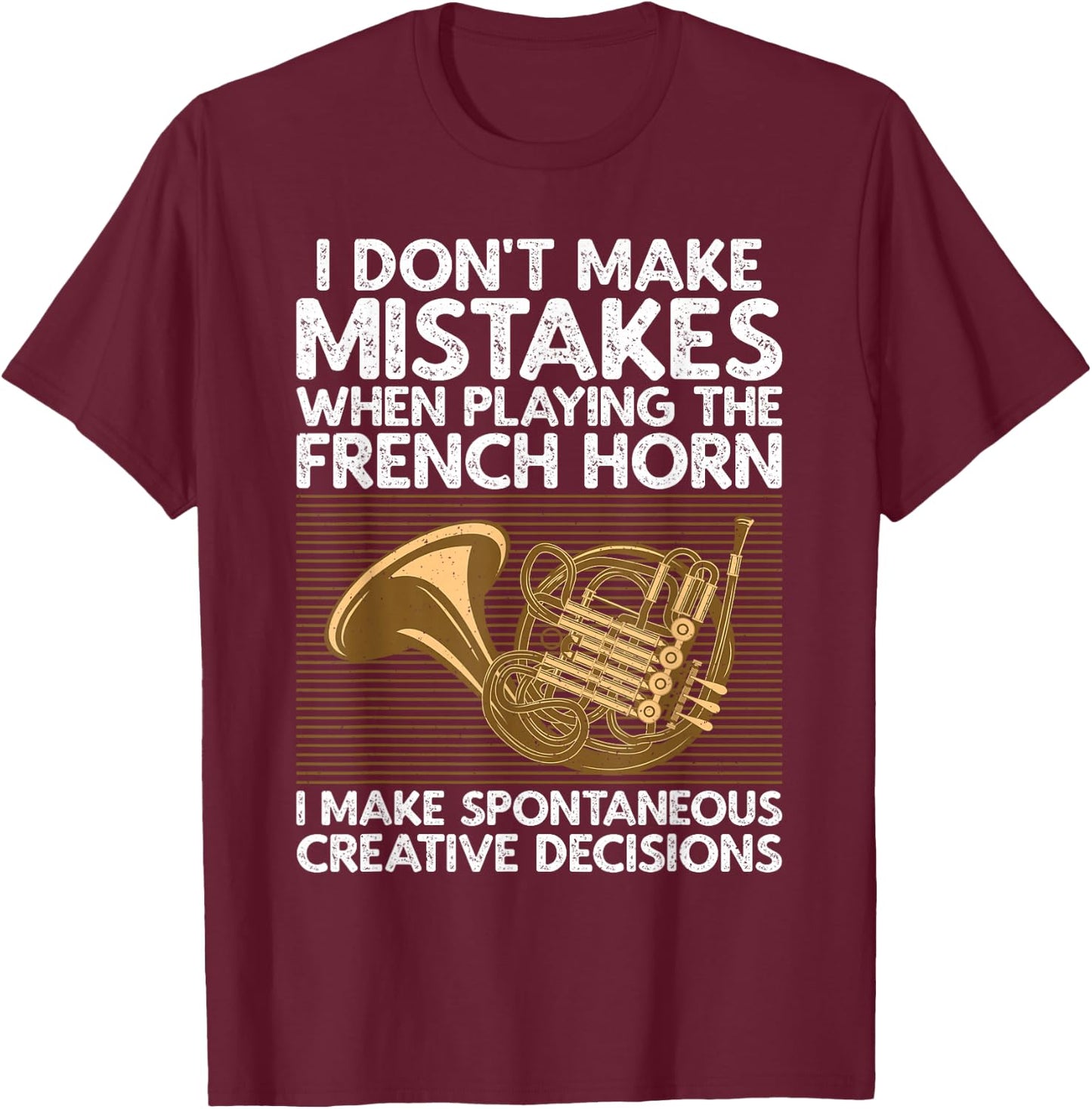 Funny French Horn Art Women Hornist Instrument Lover T-Shirt - T-Shirt | Maroon