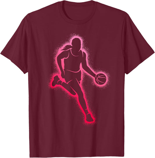 Basketball Player Girl Women Basketball Girls T-Shirt - T-Shirt | Maroon