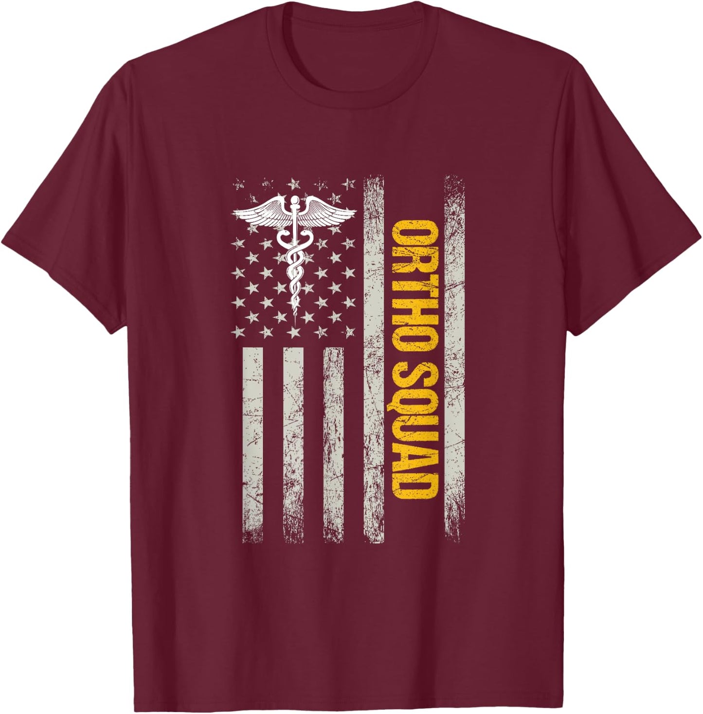 Orthopedic Surgeon Ortho Squad USA Flag Orthopedist Men T-Shirt - T-Shirt | Maroon