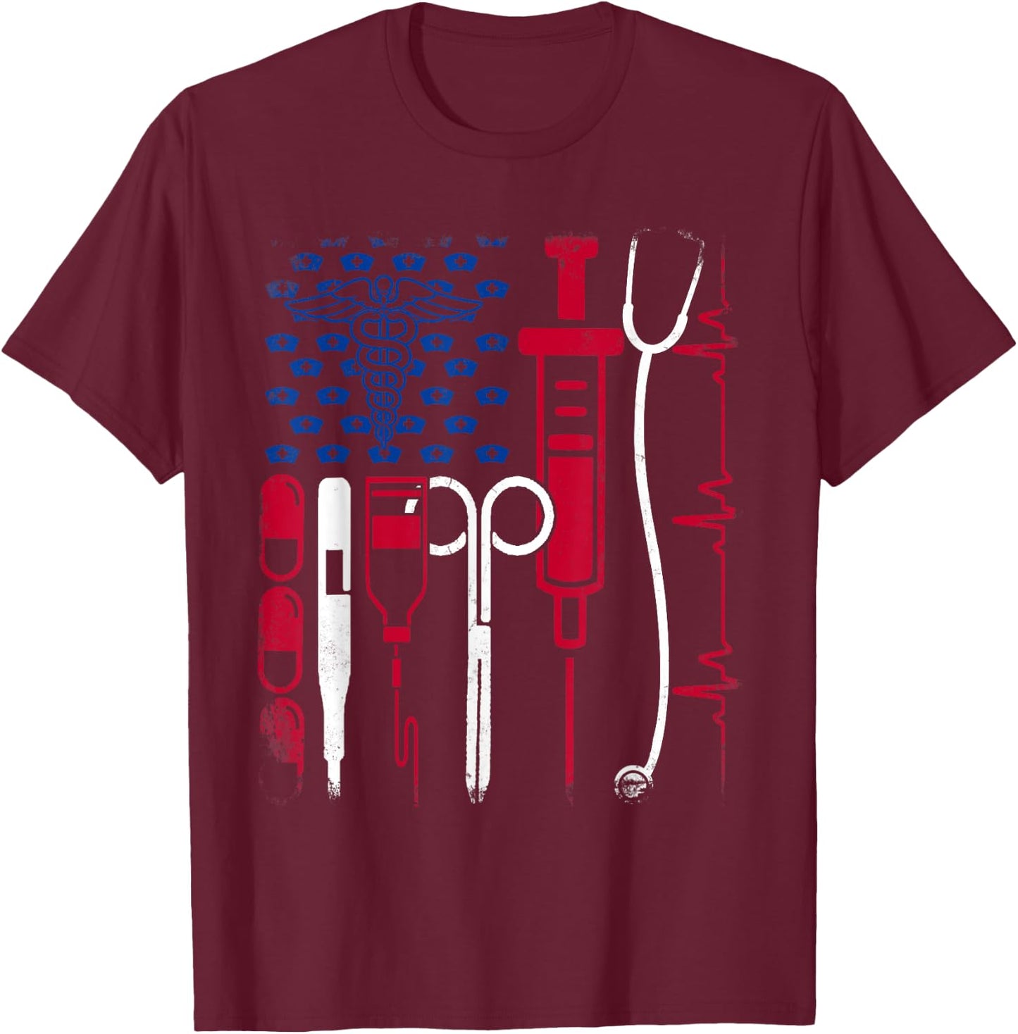 Nurse Tool American Flag Pride 4th Of July Proud Nurse T-Shirt - T-Shirt | Maroon