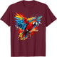 Splash Art Scarlet Macaw Parrot Lover Colorful T-Shirt - T-Shirt | Maroon