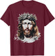 Face of Jesus Christ Crown of Thorns Catholic Faith T-Shirt - T-Shirt | Maroon