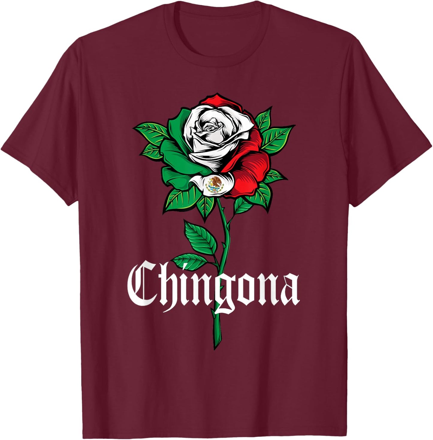 Chingona Shirt Women Girl Teen Mexico Mexican American Flag T-Shirt - T-Shirt | Maroon