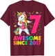 7 Years Old Unicorn Flossing 7th Birthday Girl Unicorn Party T-Shirt - T-Shirt | Maroon