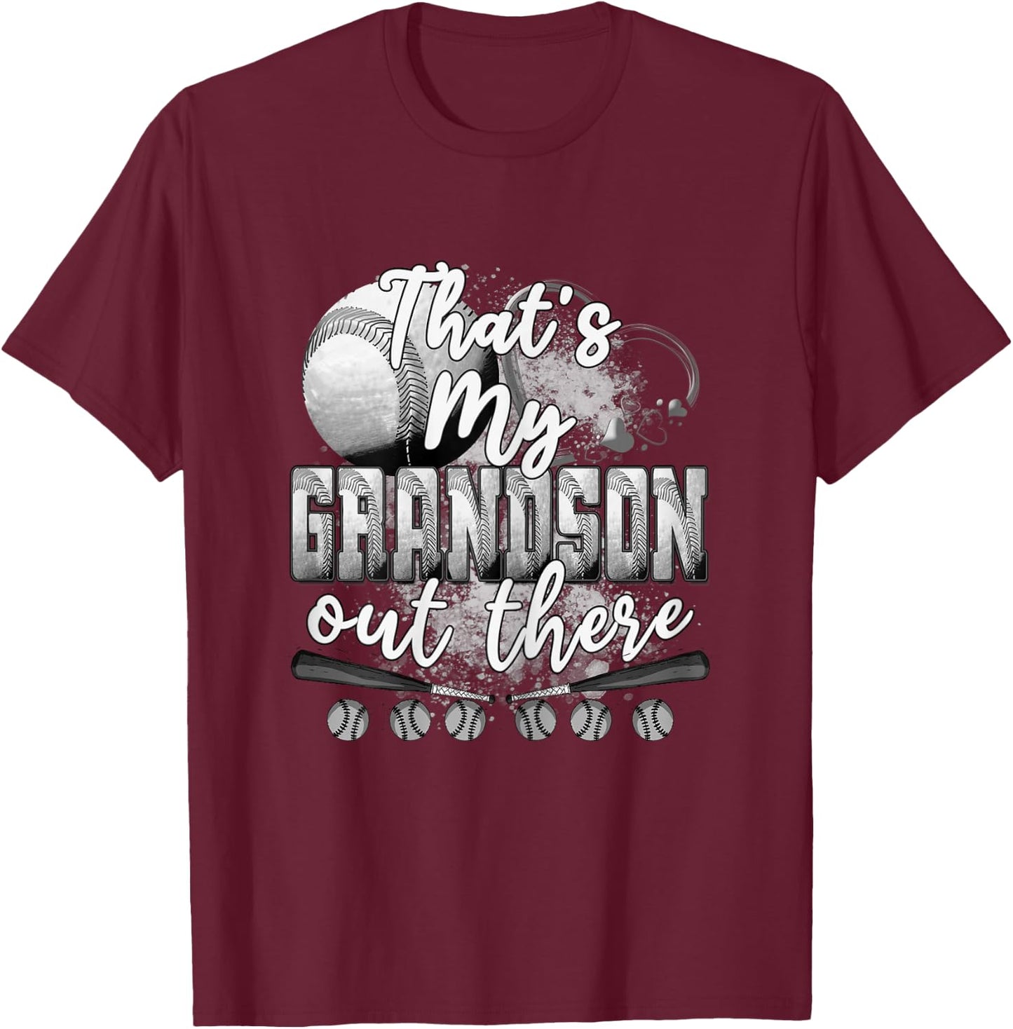 That's My Grandson Out There Gifts Women Baseball Grandma T-Shirt - T-Shirt | Maroon
