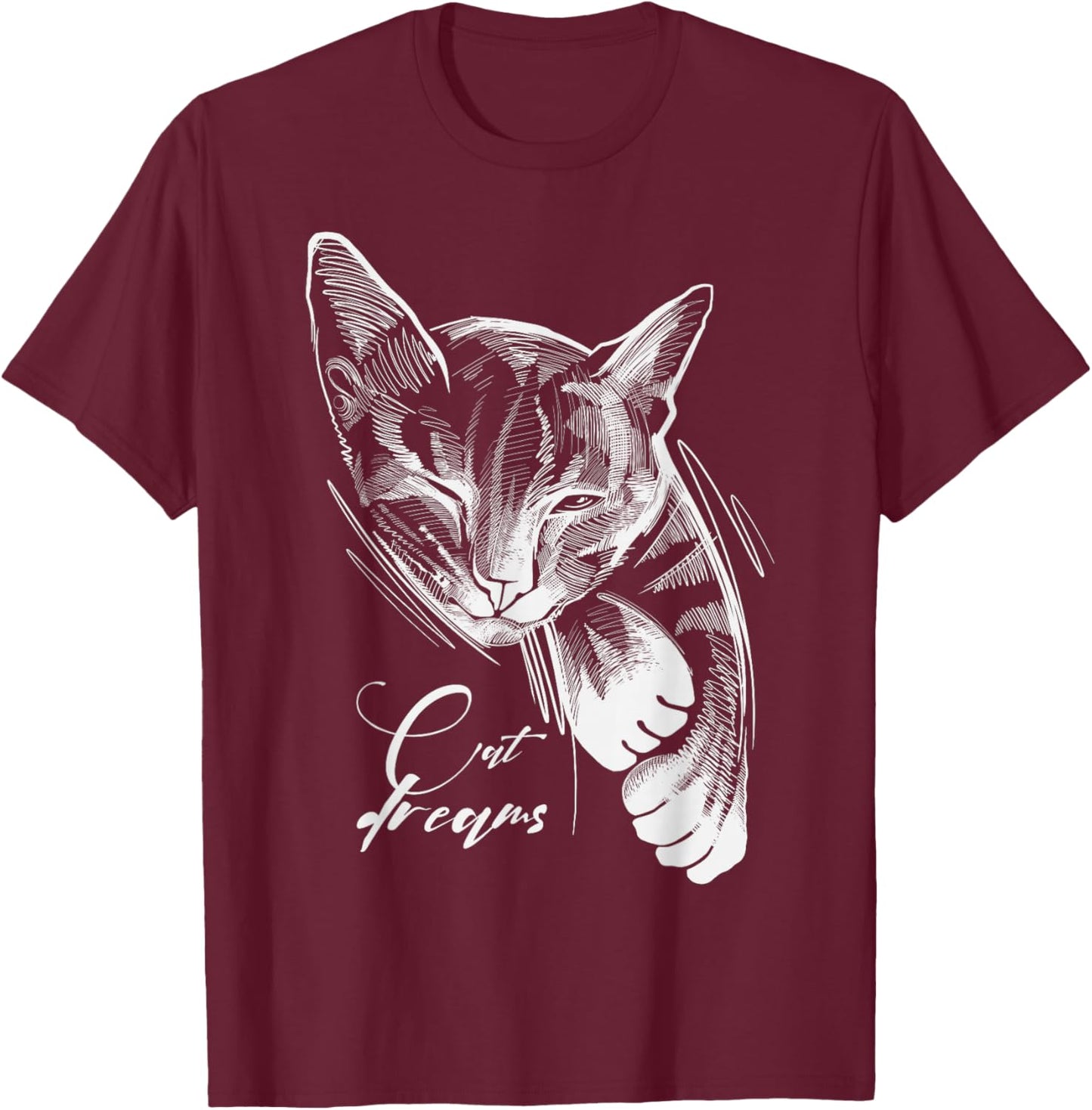 Sleeping Cat Dreams T-Shirt - T-Shirt | Maroon