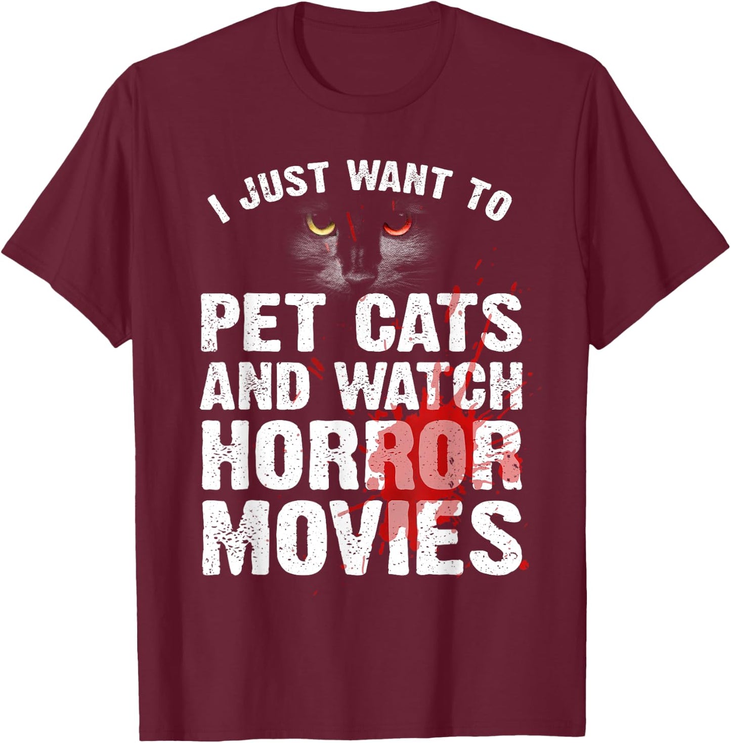 Funny Horror Movie Women Cat Lover Halloween Movie T-Shirt - T-Shirt | Maroon