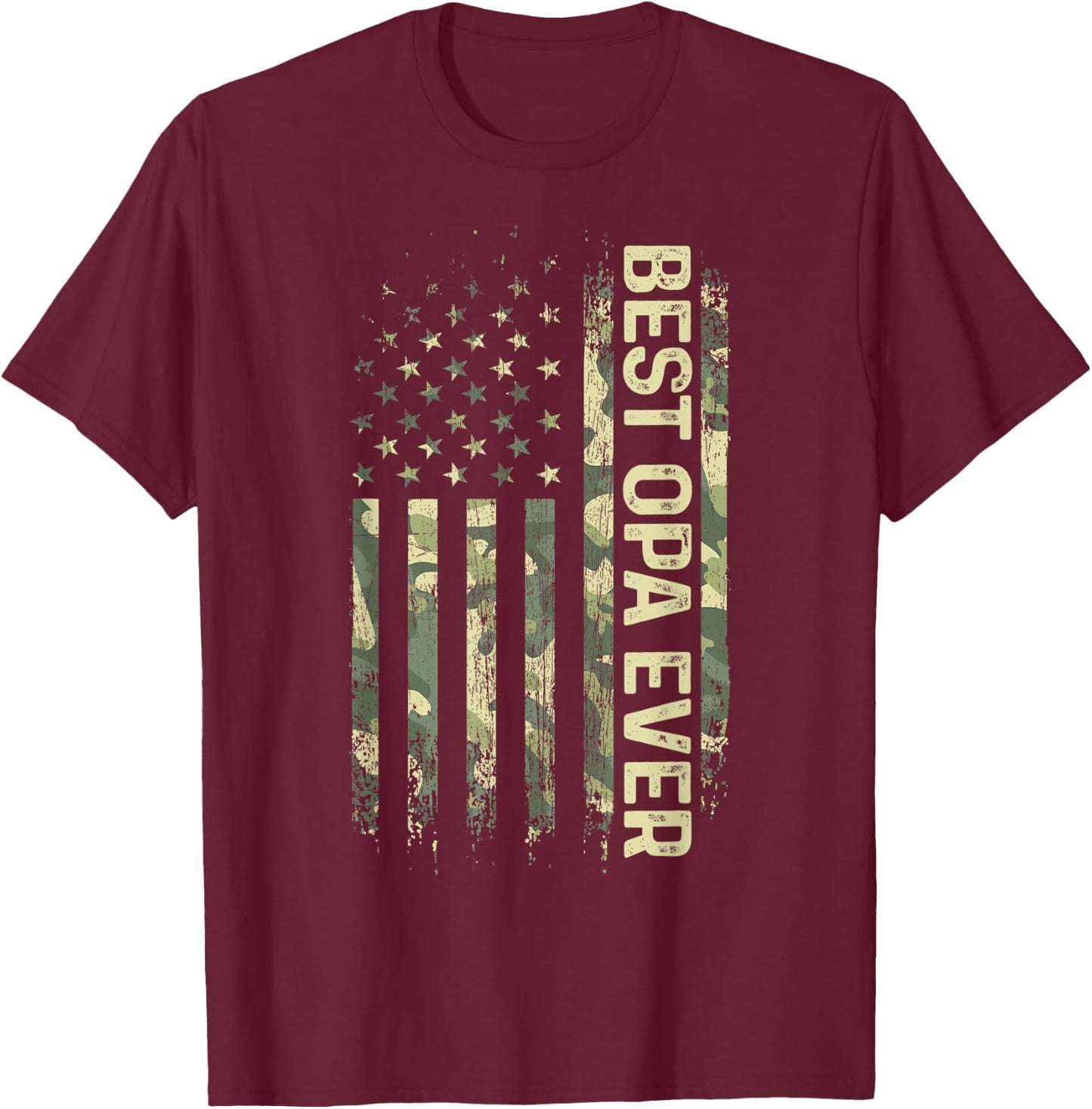 Best Opa Ever Camouflage American Flag Father's Day T-Shirt - T-Shirt | Maroon