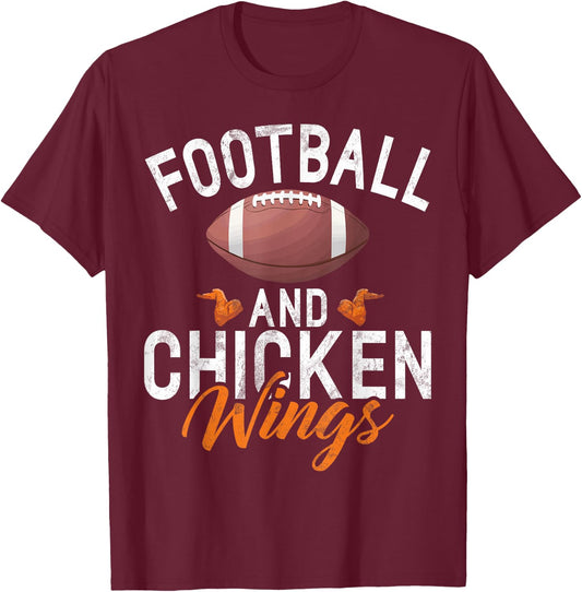 Football and Chicken Wings T-Shirt - T-Shirt | Maroon