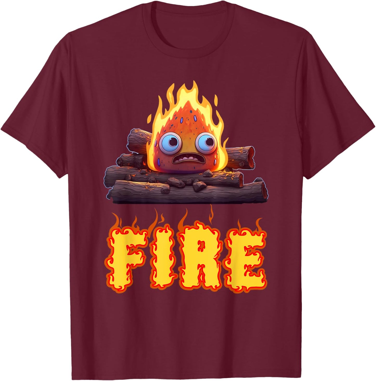 Fire Halloween Costume Fire and Ice Matching Couples T-Shirt - T-Shirt | Maroon