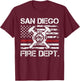 San Diego California Fire Department Thin Red Line Fireman T-Shirt - T-Shirt | Maroon