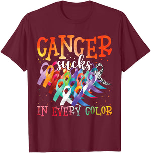 Cancer Sucks In Every Color Fighter Fight Cancer T-Shirt - T-Shirt | Maroon