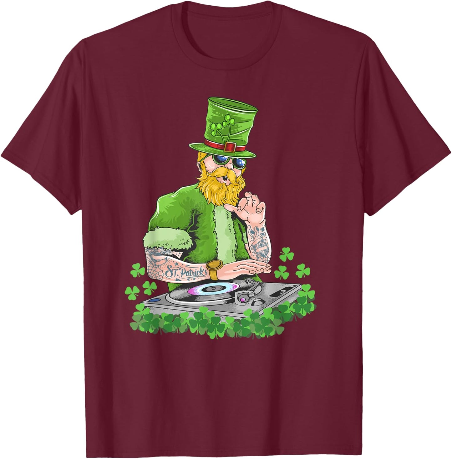 DJ Disc Jockey St. Patrick’s Day Party Djane T-Shirt - T-Shirt | Maroon