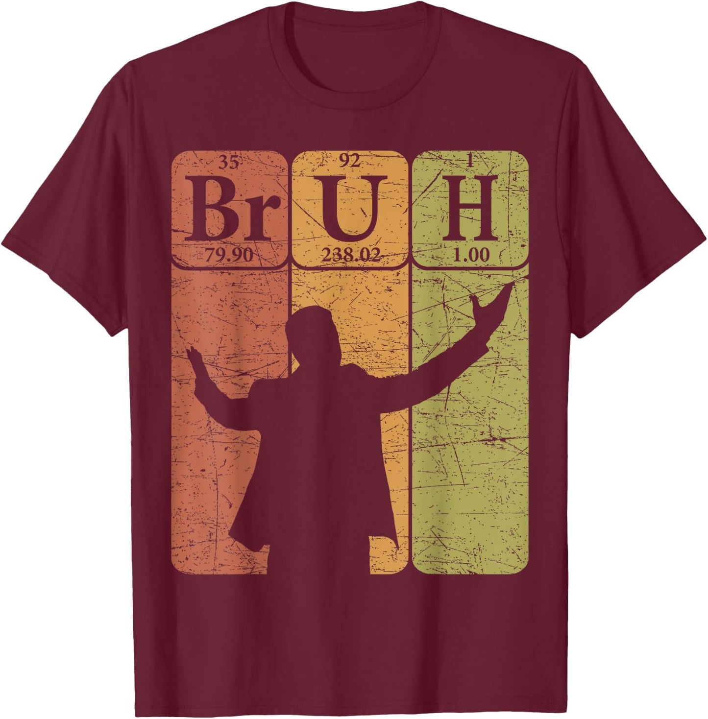 Bruh Periodic Table Elements Bro Slang Bruh Meme Vintage T-Shirt - T-Shirt | Maroon