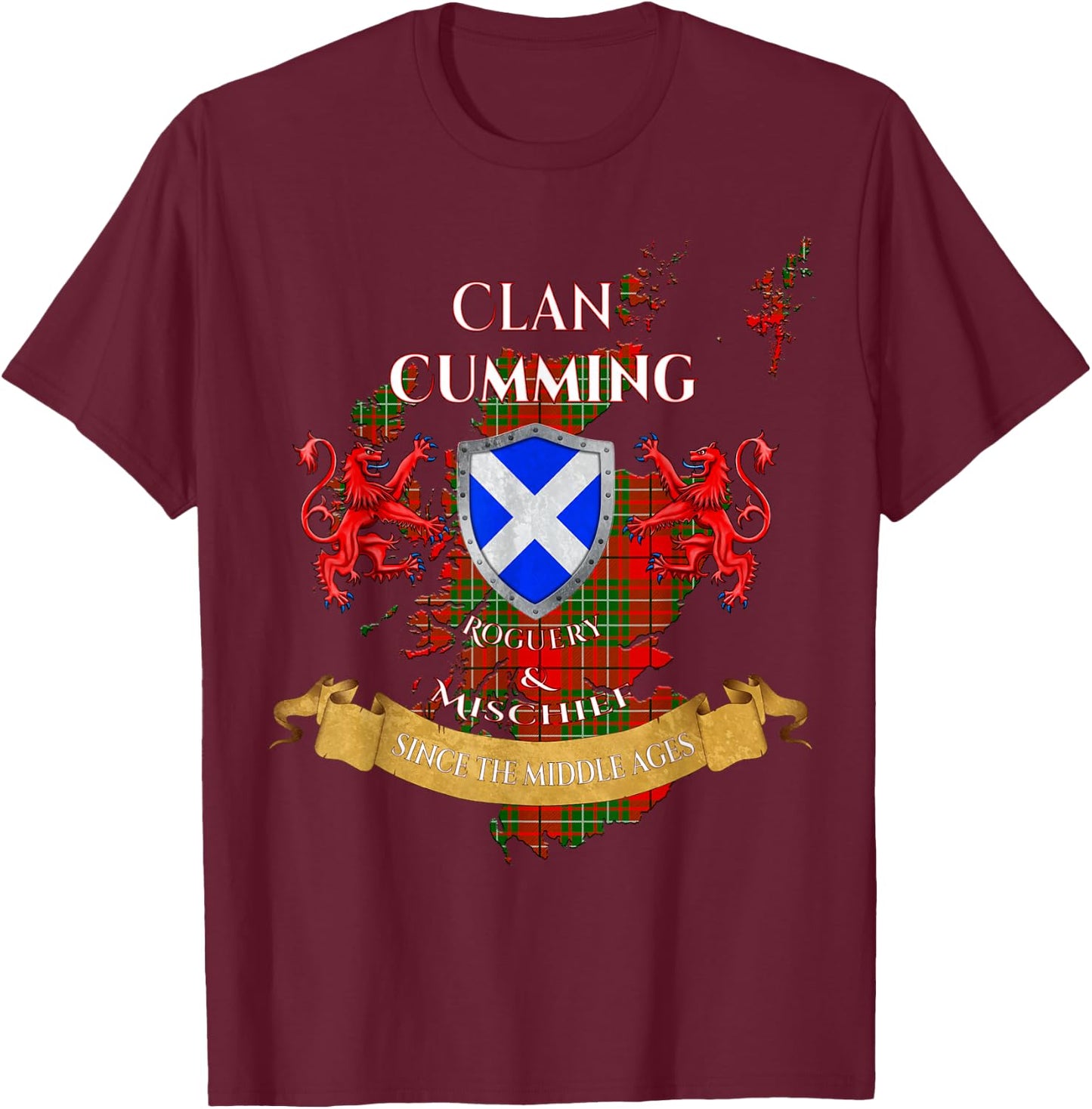 Cumming Scottish Family Clan Middle Ages Mischief T-Shirt - T-Shirt | Maroon