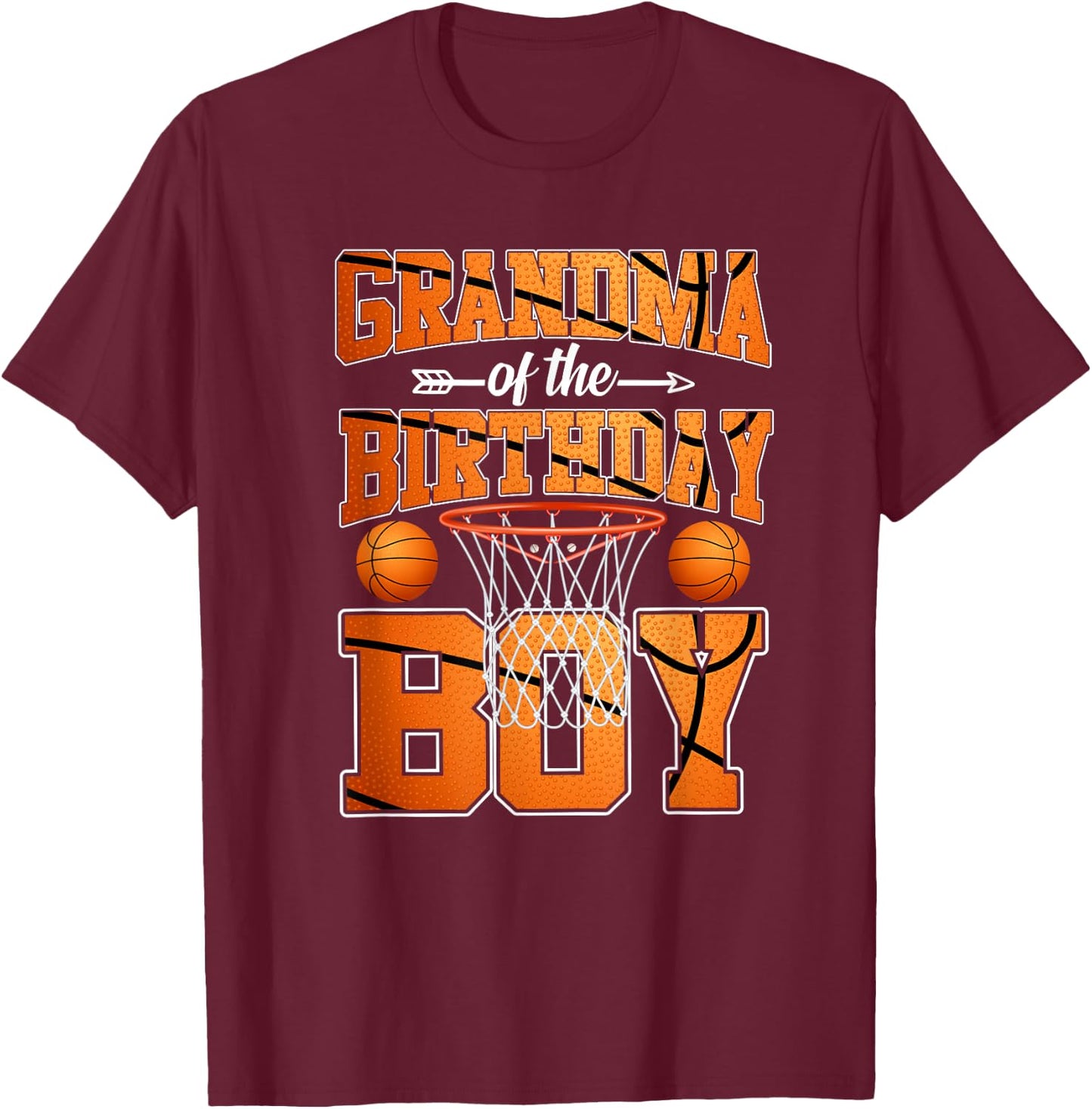 Basketball Grandma Of The Birthday Boy T-Shirt - T-Shirt | Maroon