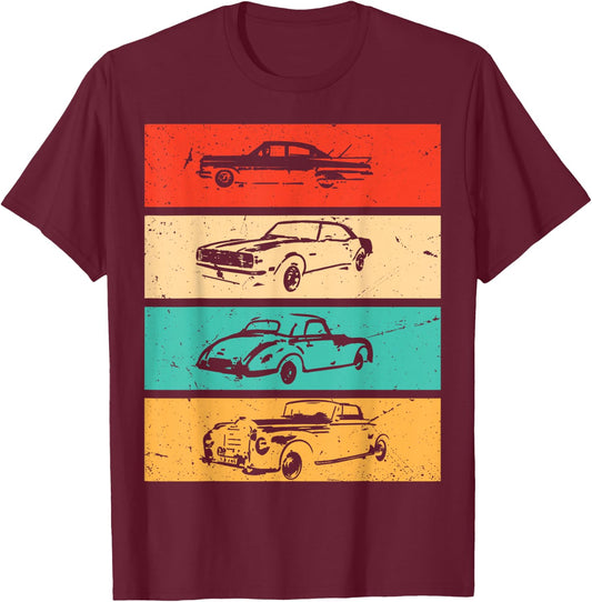 Vintage Cars - 80s & 90s Graphic Retro T-Shirt - T-Shirt | Maroon