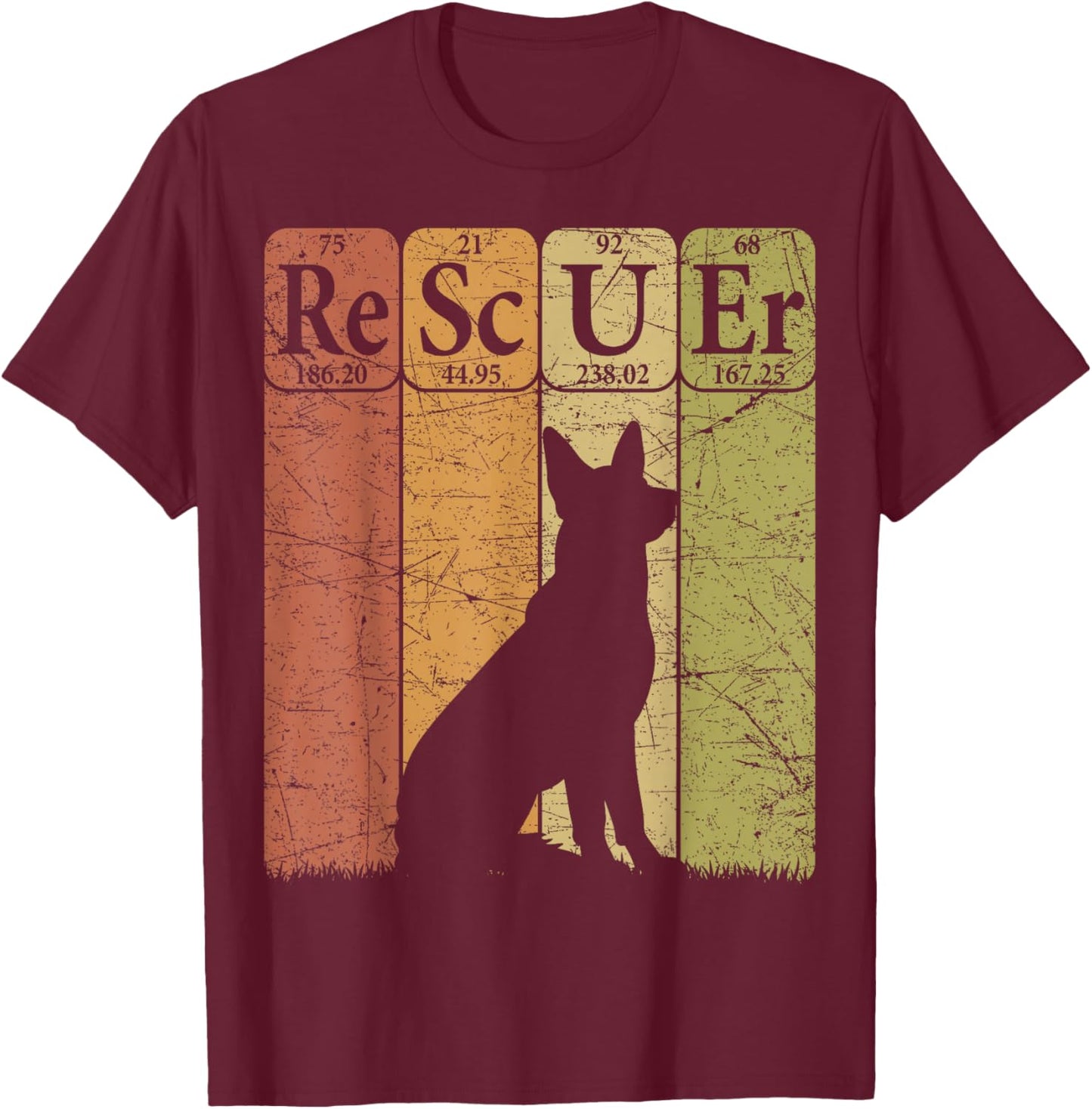 Dog Rescuer Periodic Table Elements Dog Rescue Retro T-Shirt - T-Shirt | Maroon
