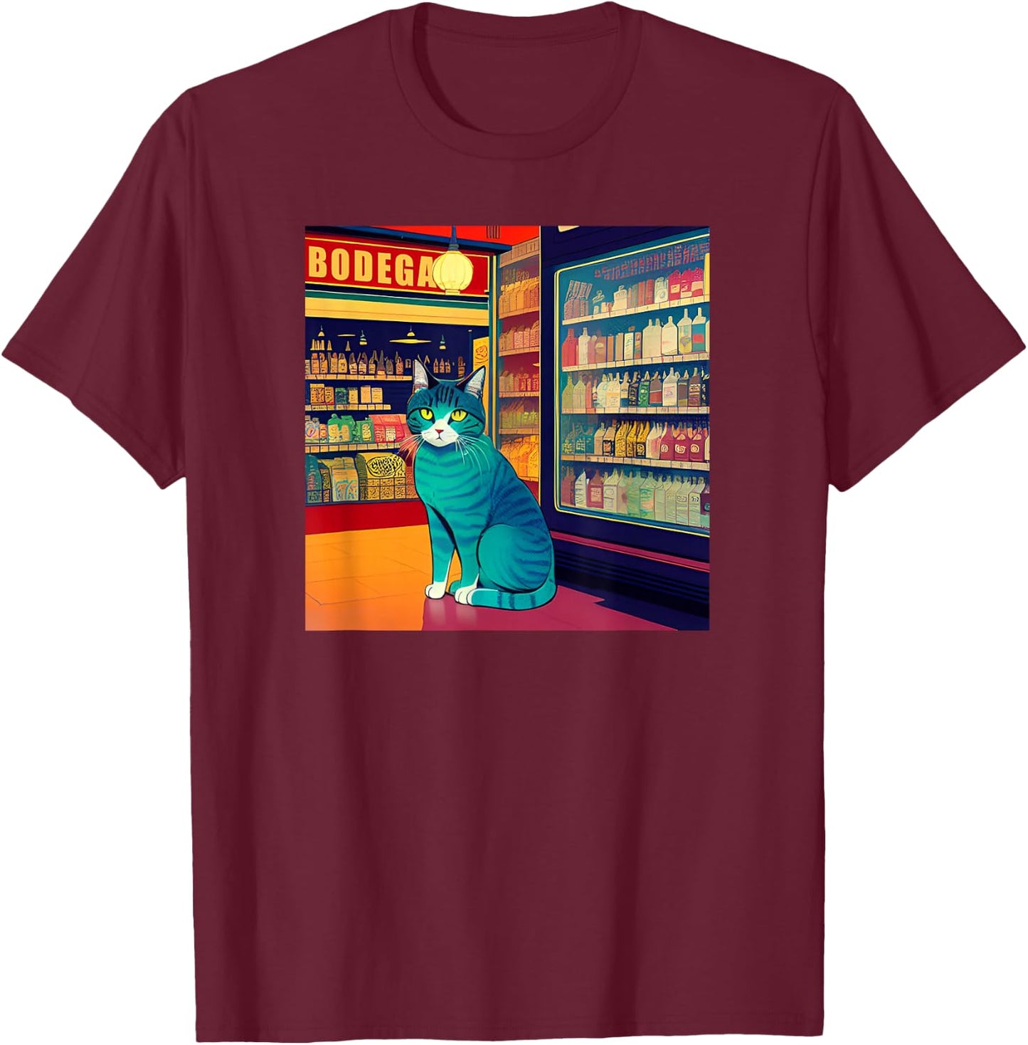 Cool Bodega Cat Meme Store Cat Men Women Kids T-Shirt - T-Shirt | Maroon