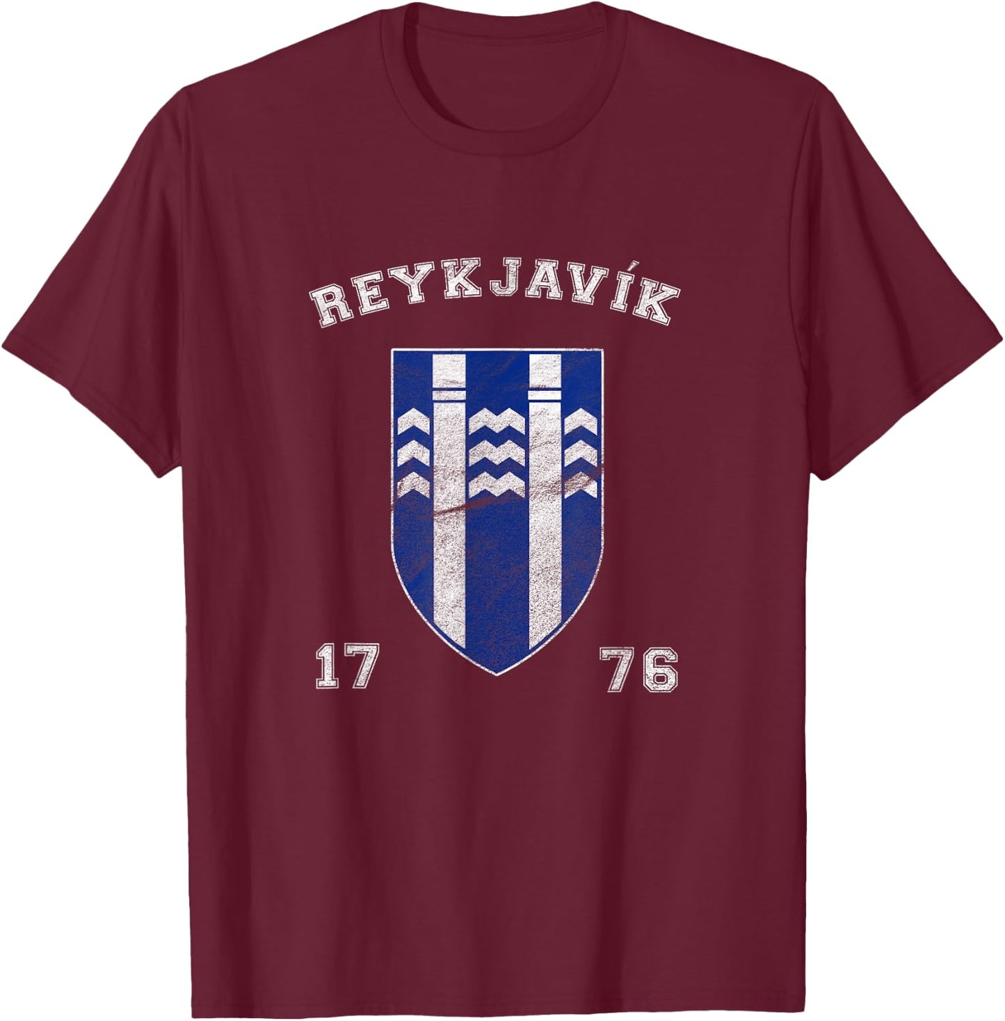 Vintage Varsity Shield Reykjavik Iceland T-Shirt - T-Shirt | Maroon