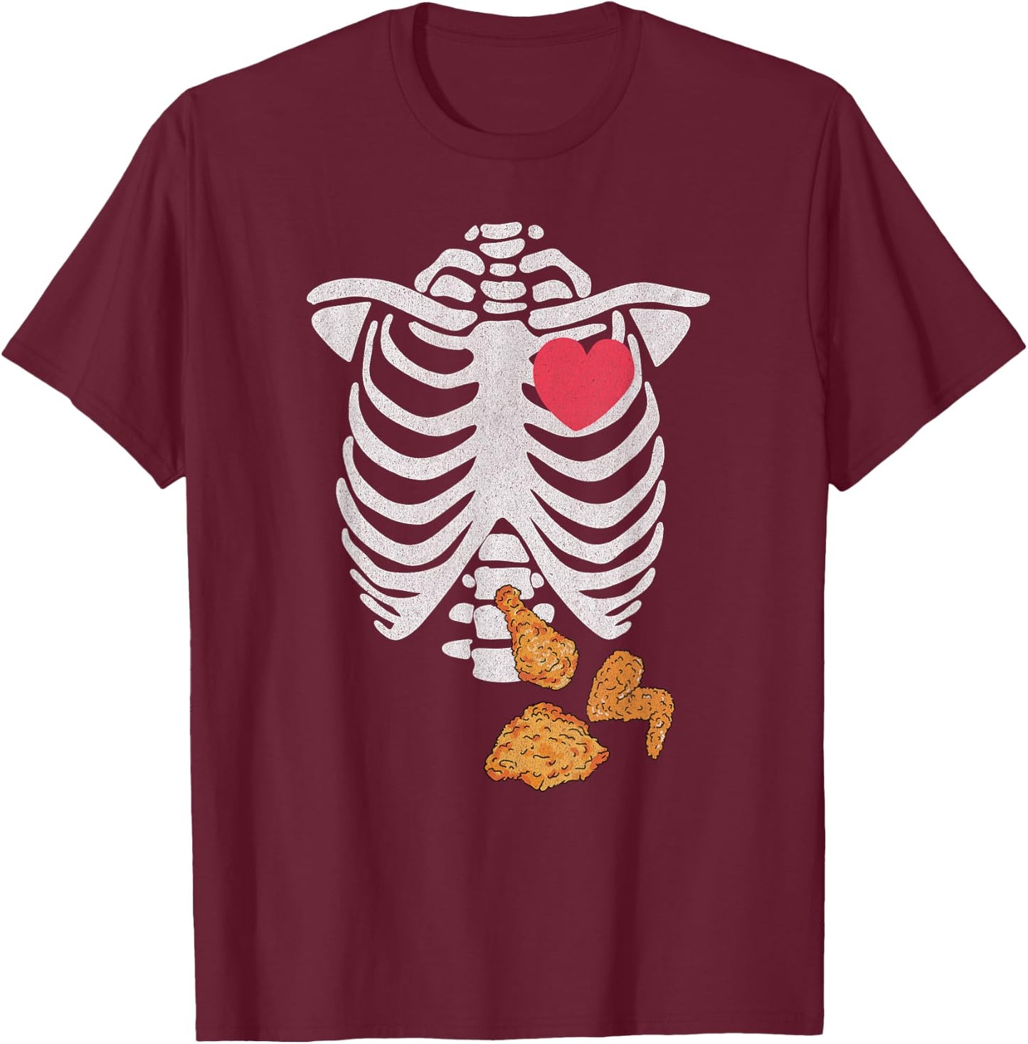 Fried Chicken Lover Halloween Skeleton Xray Costume T-Shirt - T-Shirt | Maroon