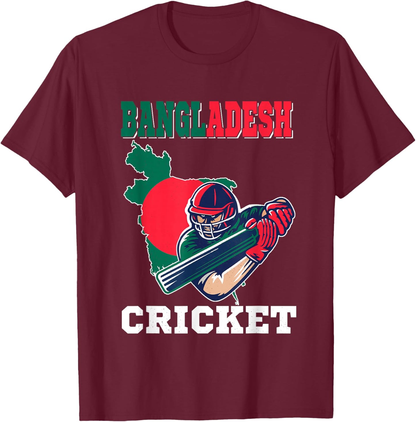 Bangladesh Cricket Player Flag Jersey Bangladeshi Sports T-Shirt - T-Shirt | Maroon
