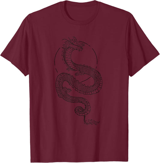 Japanese Dragon Japan Graphic T-Shirt - T-Shirt | Maroon