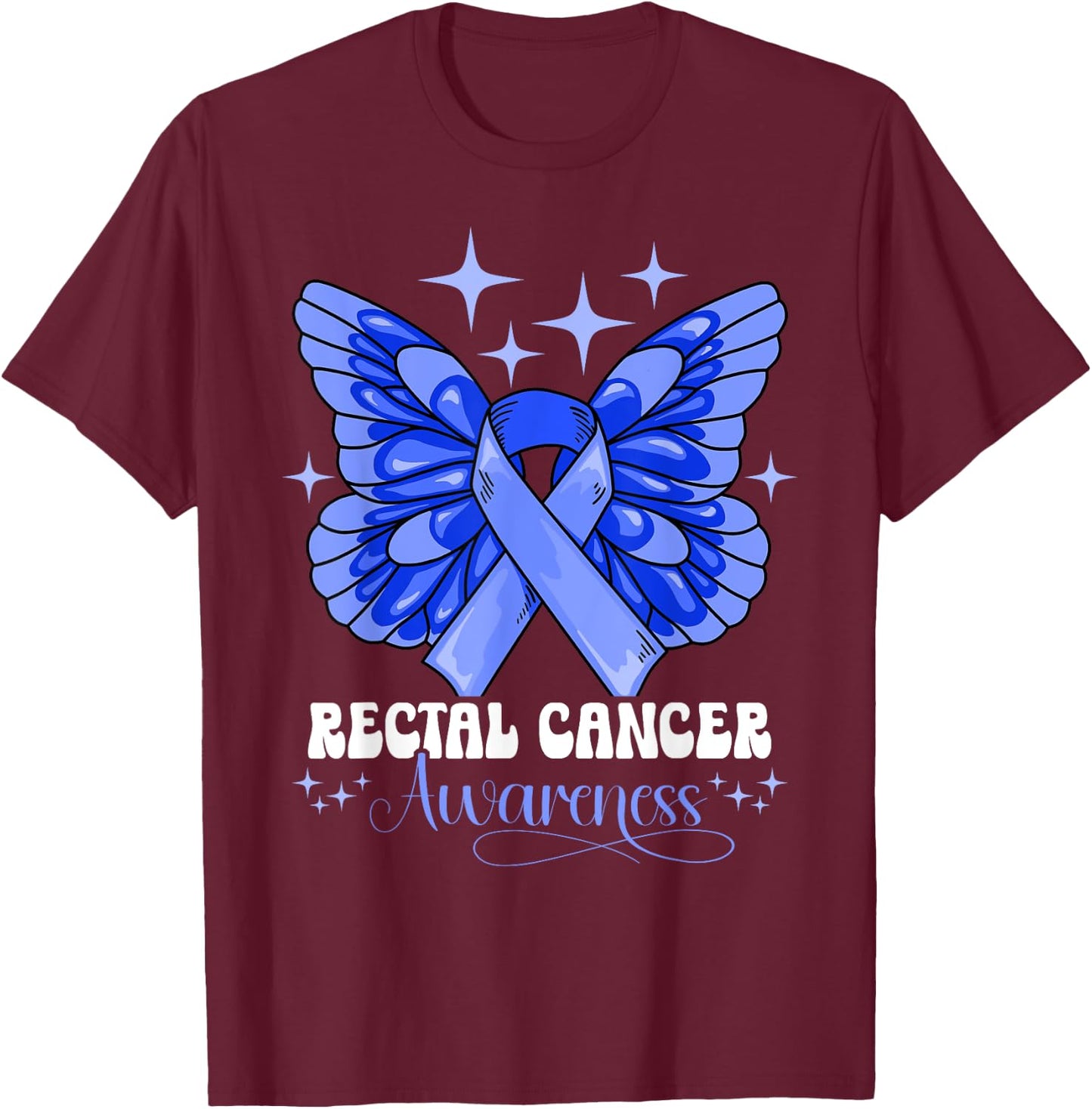 Rectal Cancer Awareness by Rectal Cancer Awareness - Men's -Adults Classic Fit Black Short Sleeve - Small - U-Neck - Modern Classic - Awareness T-Shirt - T-Shirt | Maroon